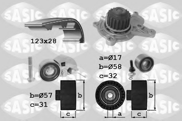 SASIC 3906039 Water Pump & Timing Belt Kit